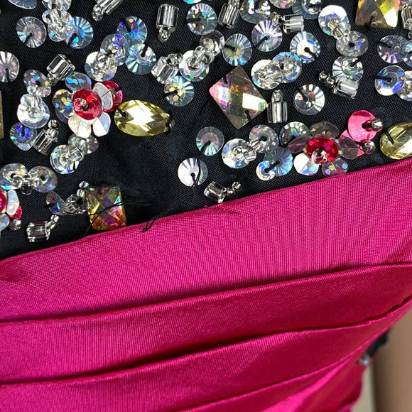 Mori Lee Pink and Black Maxi Dress - Picture 11 of 11